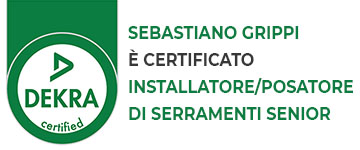 dekra - certificato installatore/posatore di serramenti senior - Sebastiano Grippi - SG Soluzioni